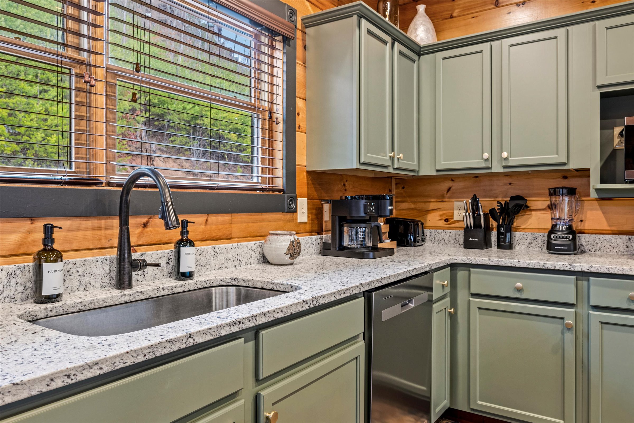 Large sinks and plenty of counter and cabinet space