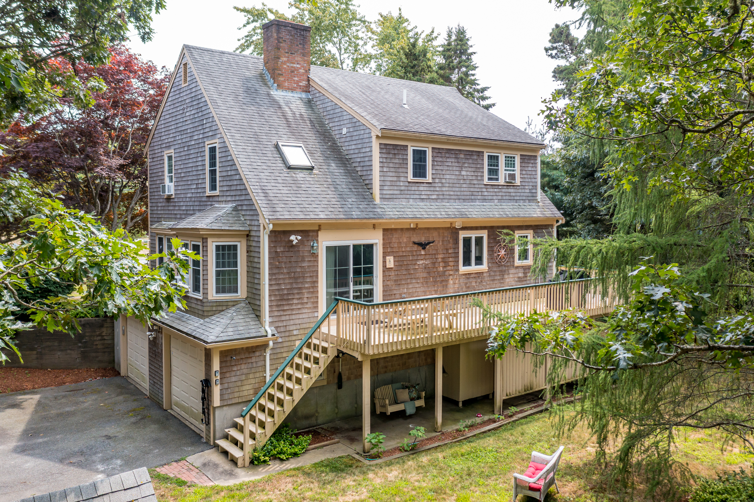 Spacious deck with peaceful views of nature.