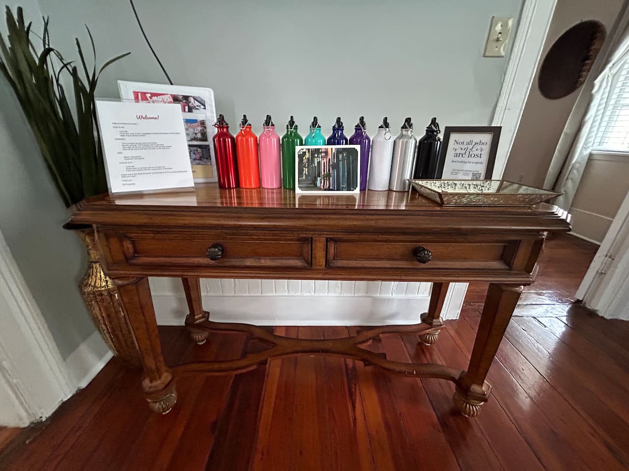 Welcome table located in living room