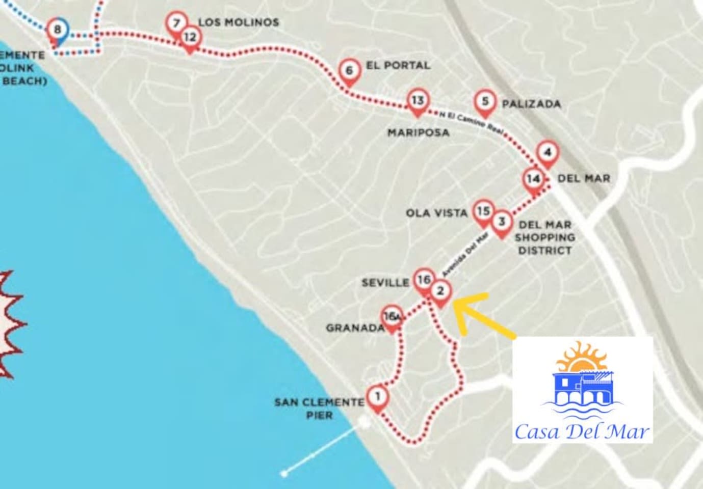 The Free Trolley can bring  you to all the best spots in San Clemente.  It runs every 10 minutes March to November.