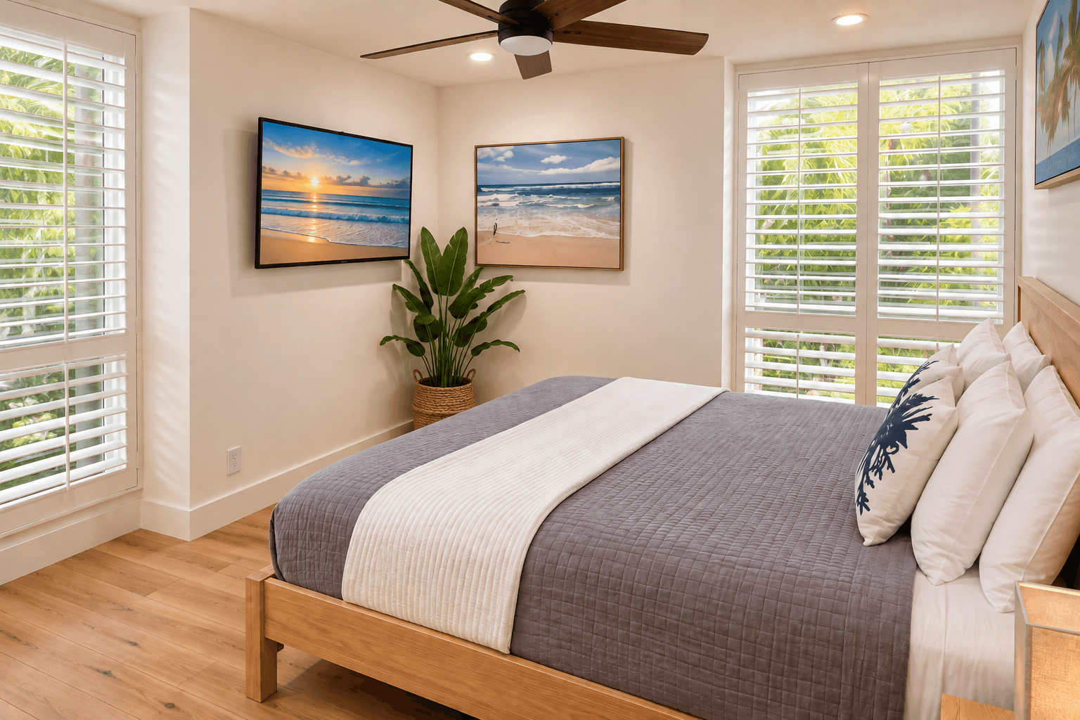 King-size bed with en-suite bathroom