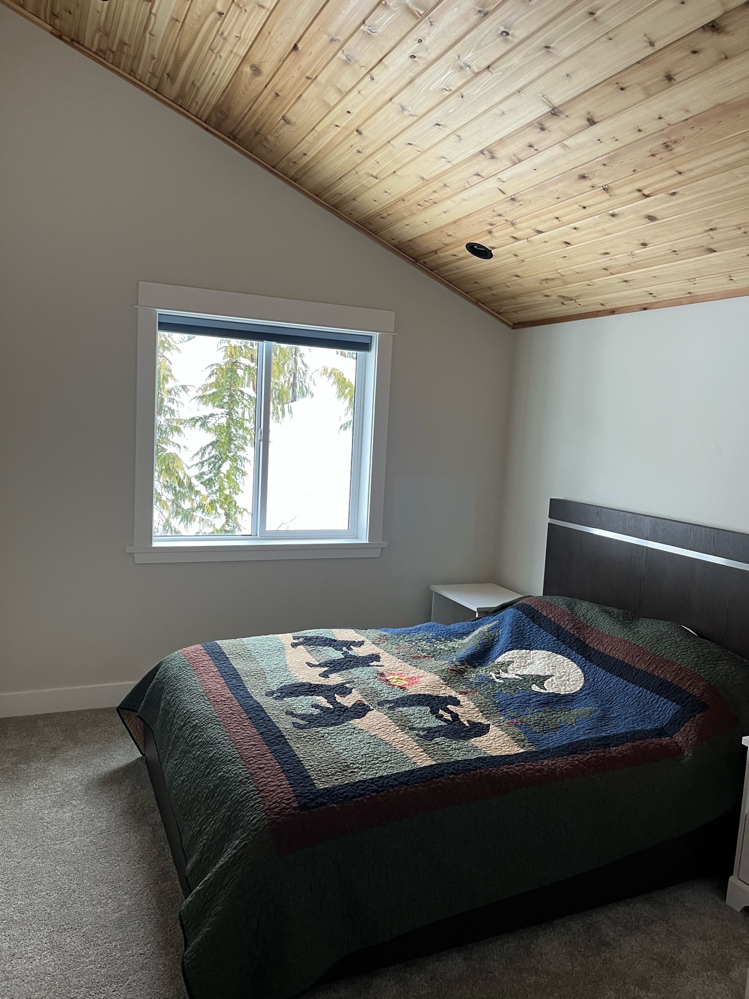 3rd floor queen bedroom – peaceful views & cabin charm