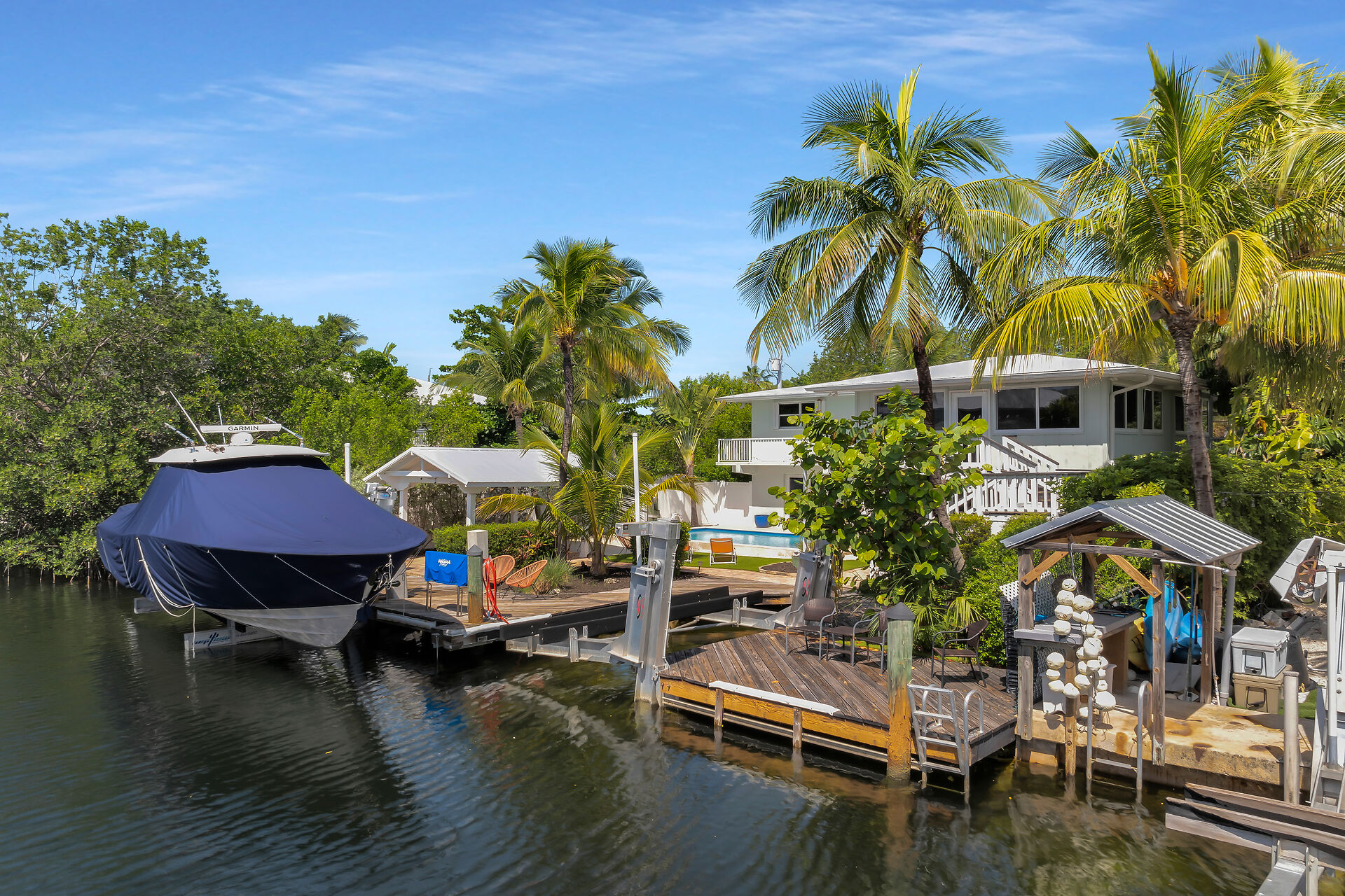 Small dock space can accommodate 17' boat.