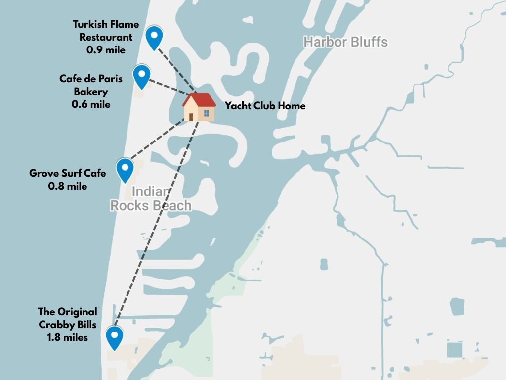 The Yacht club is close to all Indian Rocks beach hotspots, close to everything on the island. 