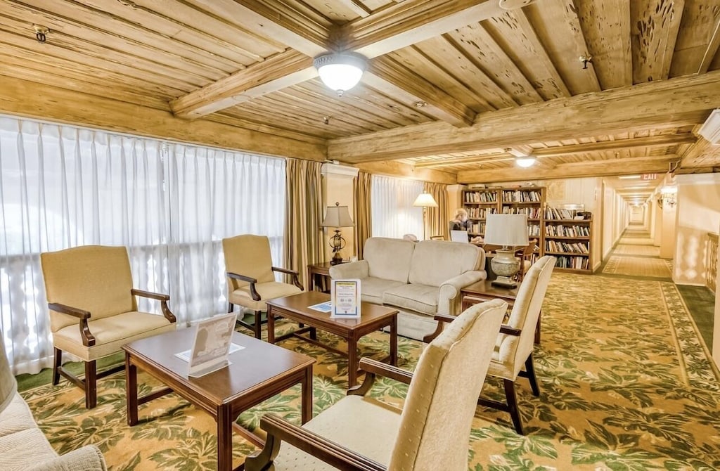 Library for guests to enjoy on the mezzanine level.
