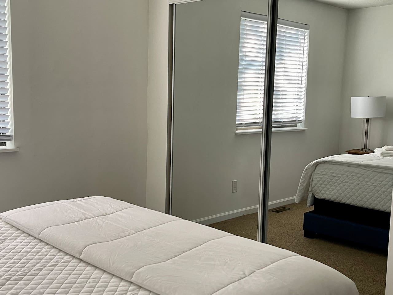 Full size mirrors in bedroom