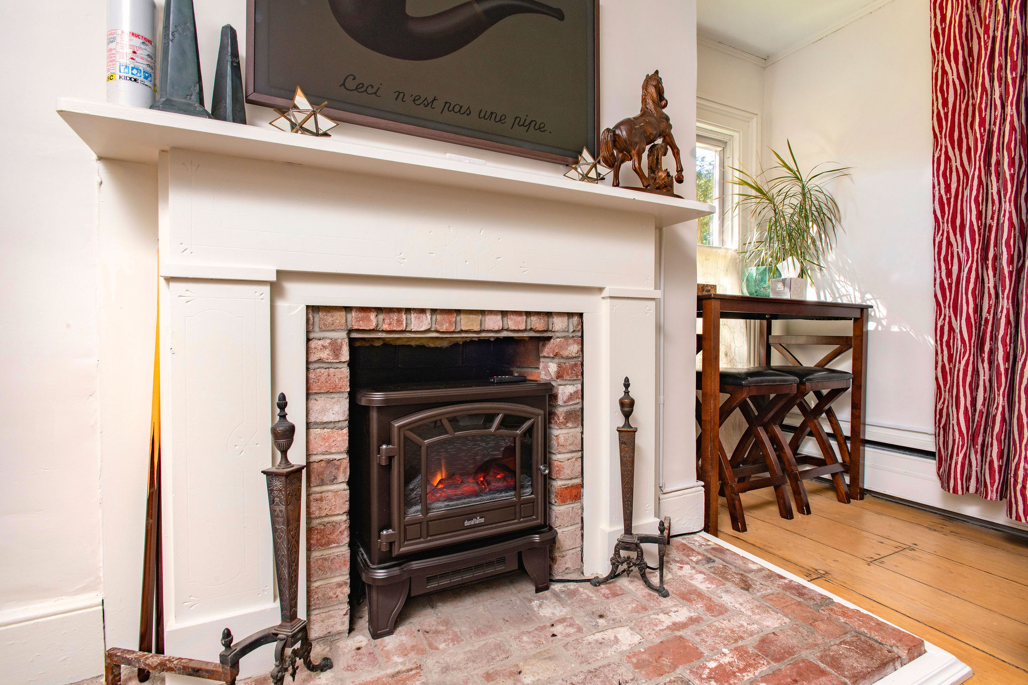 Cozy gas fireplace in our living room.