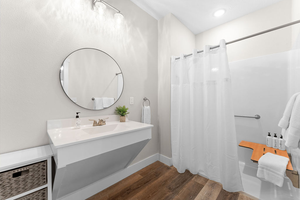 Handicap accessible bathroom on the main level