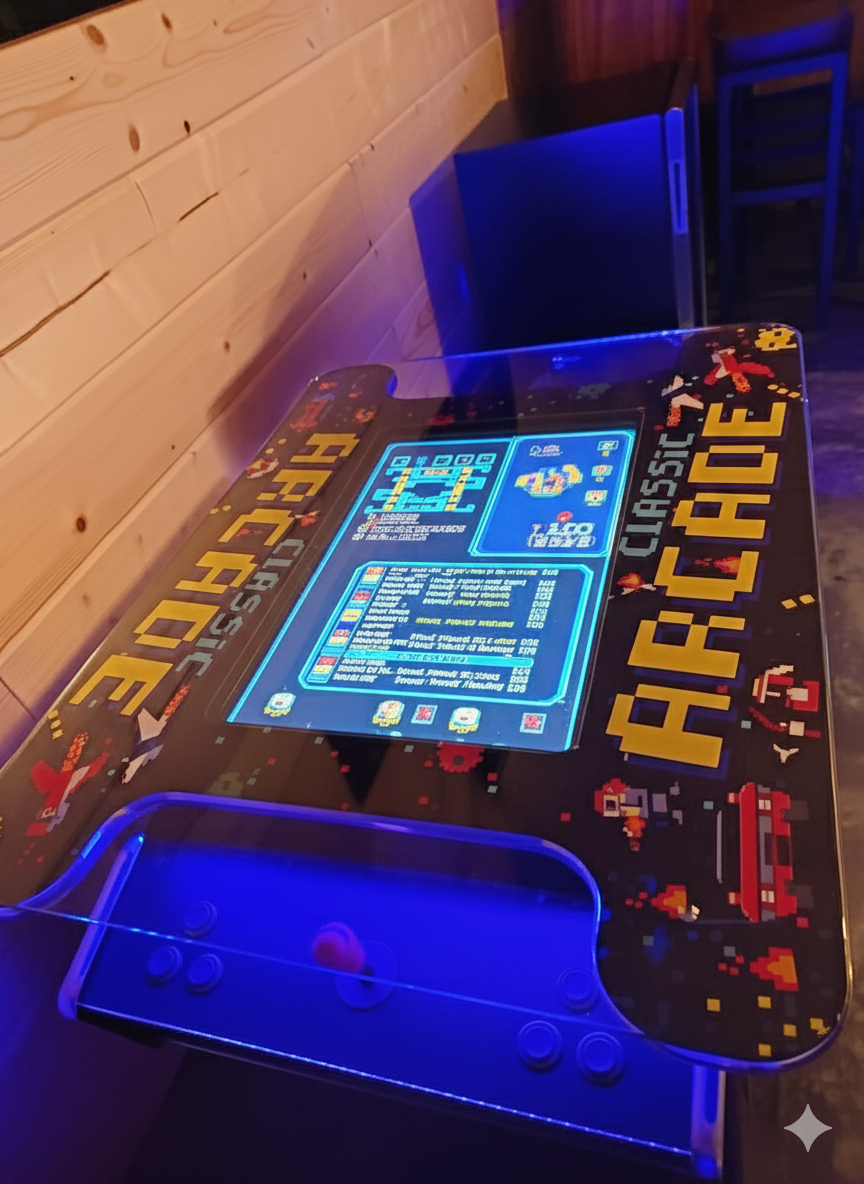 Game Room: Immerse yourself in retro fun with our classic arcade gaming table!


