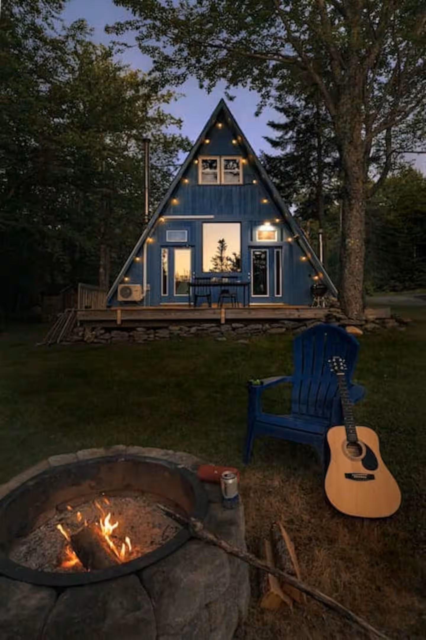 Alpine A-Frame in twilight