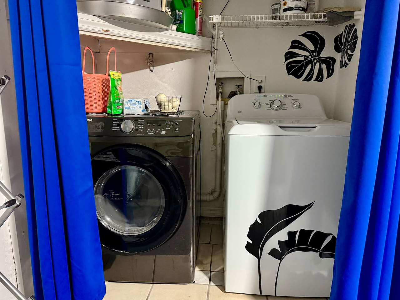 Washer and dryer located in the game room