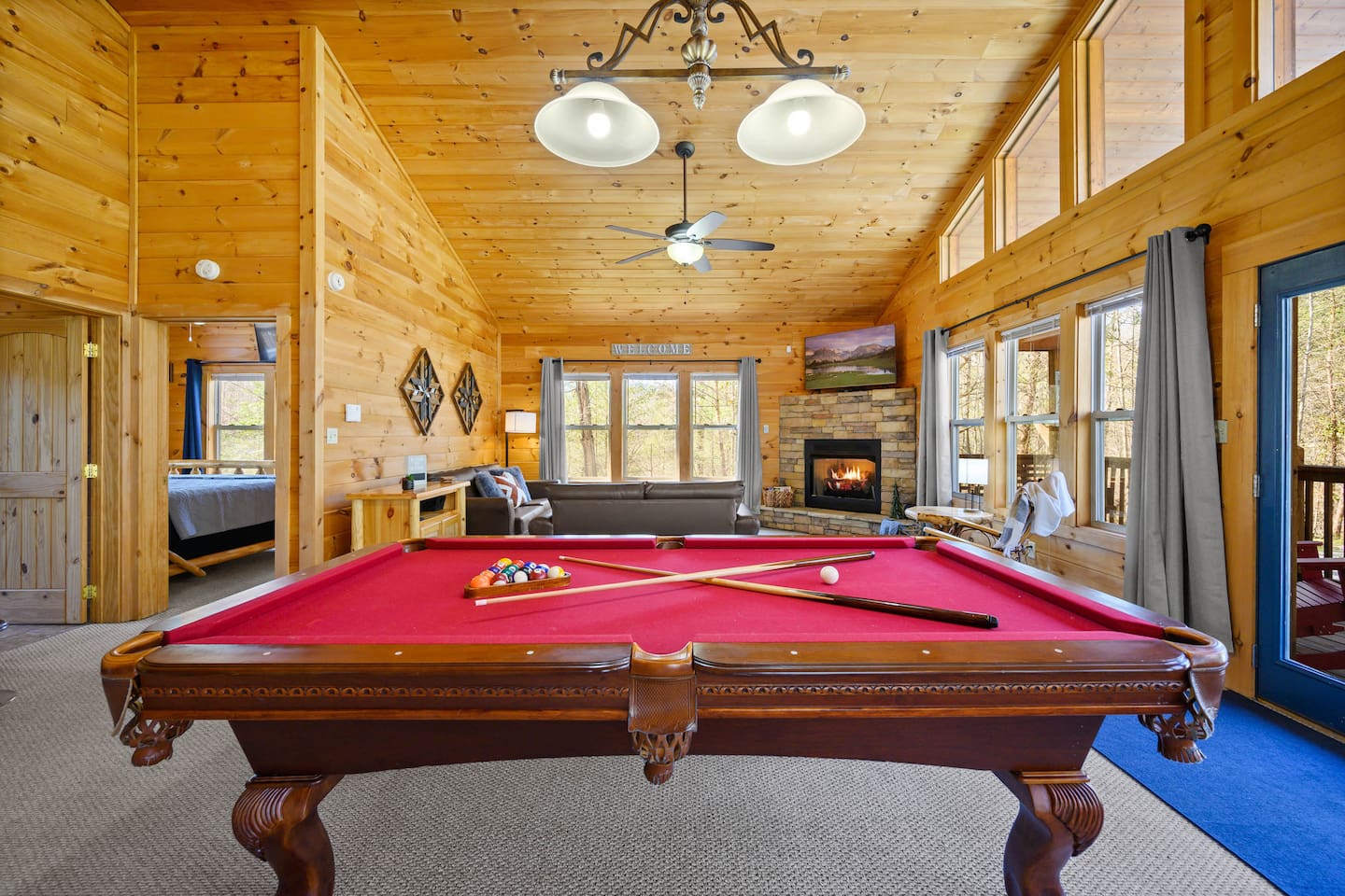Take a cue from your surroundings; rack'em up and challenge your friends or family to some games of pool.
