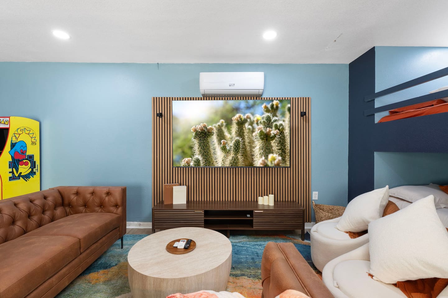 Lounge around and watch tv on the big screen.