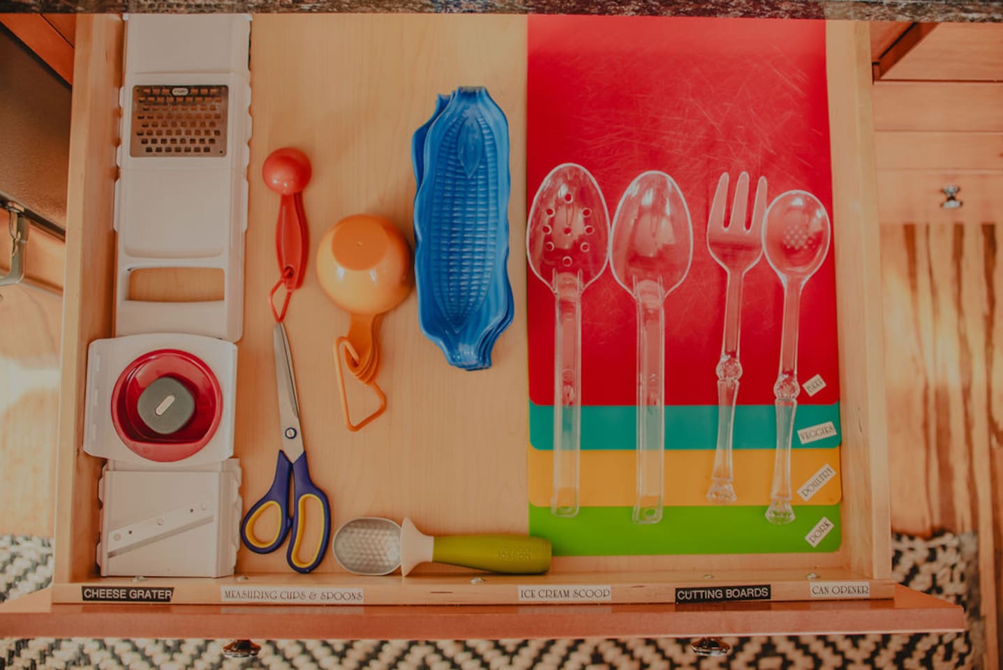 Family-friendly touches, lots of food prep tools