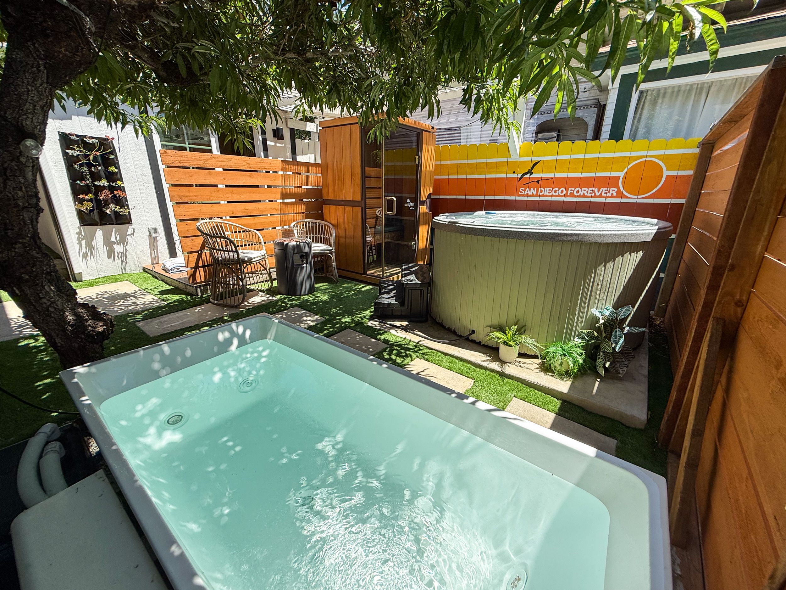 Welcome to our wellness oasis with infrared sauna, cold plunge, and hot tub.