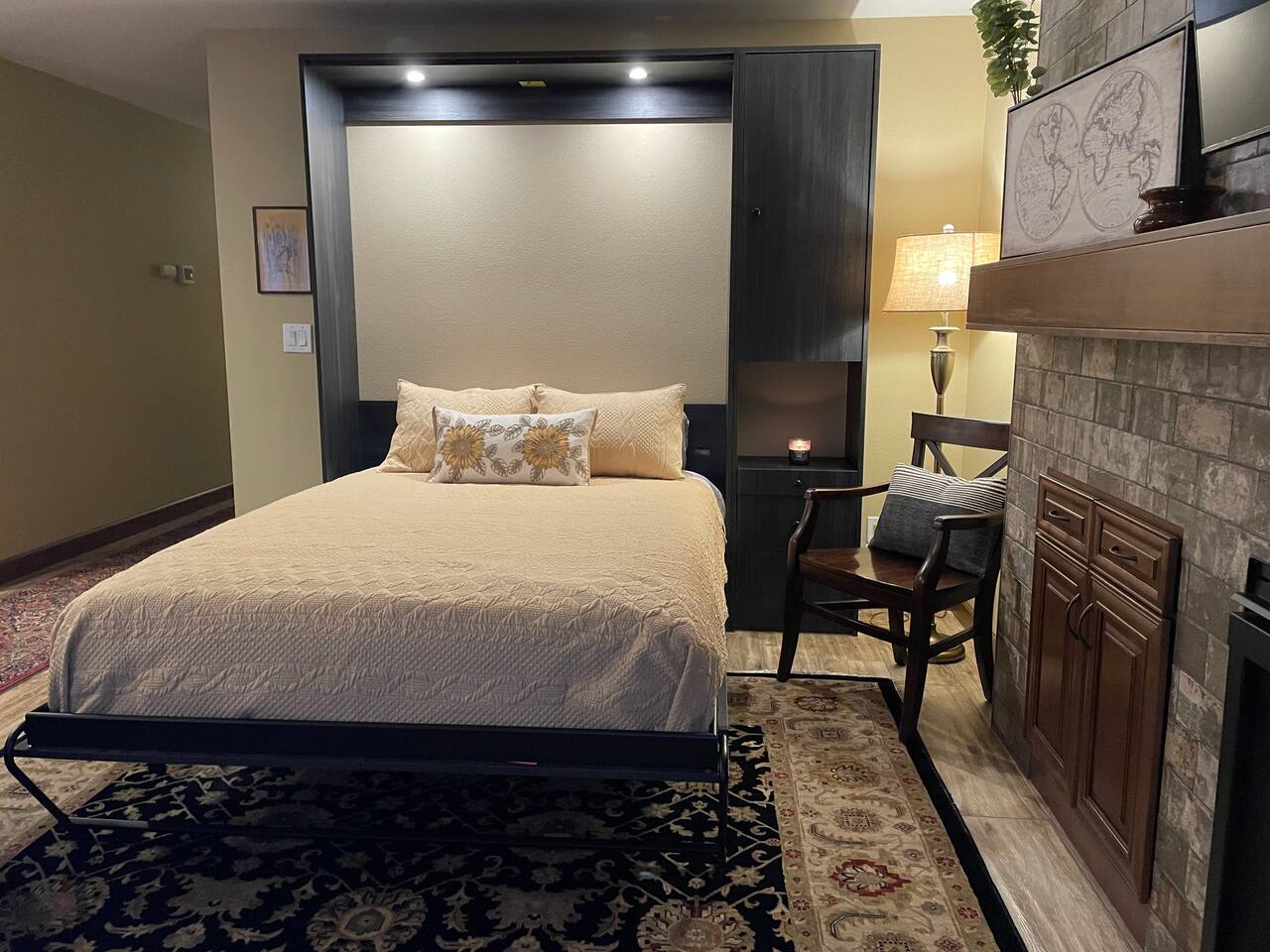 Queen size Murphy bed in the living room
