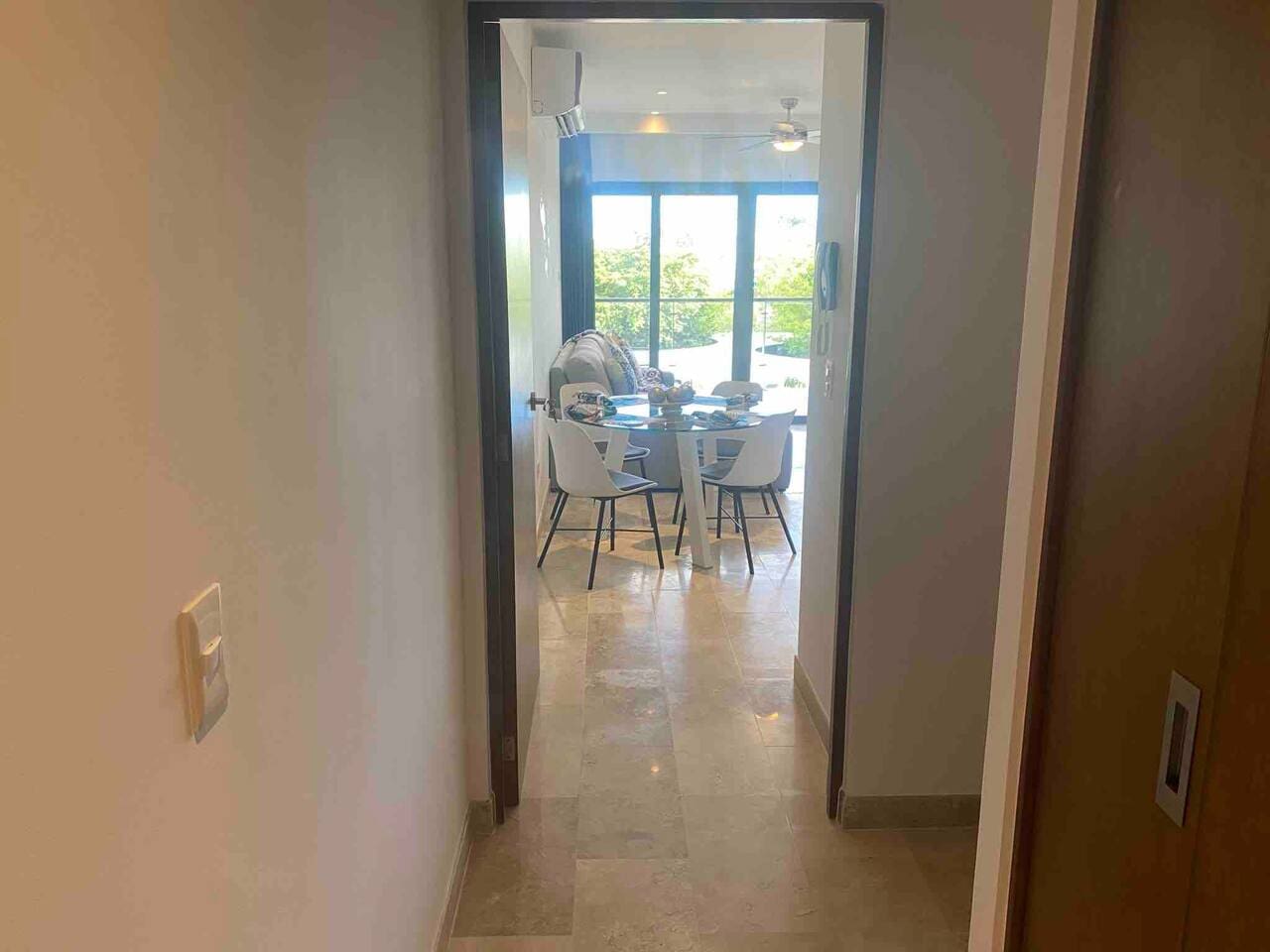 Entery Way into Living, Dining, Balcony