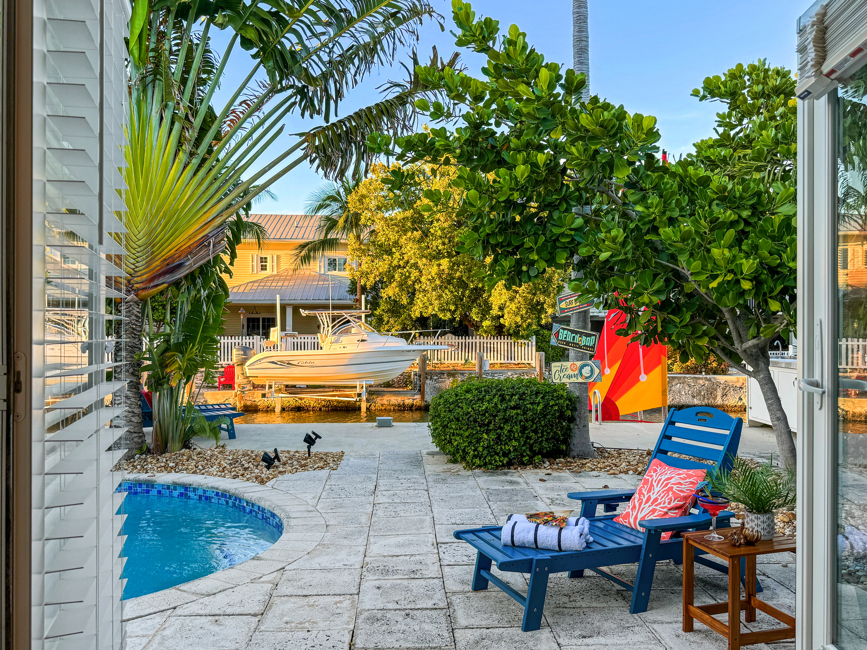 The master bedroom boast an enviable view thru it's french doors