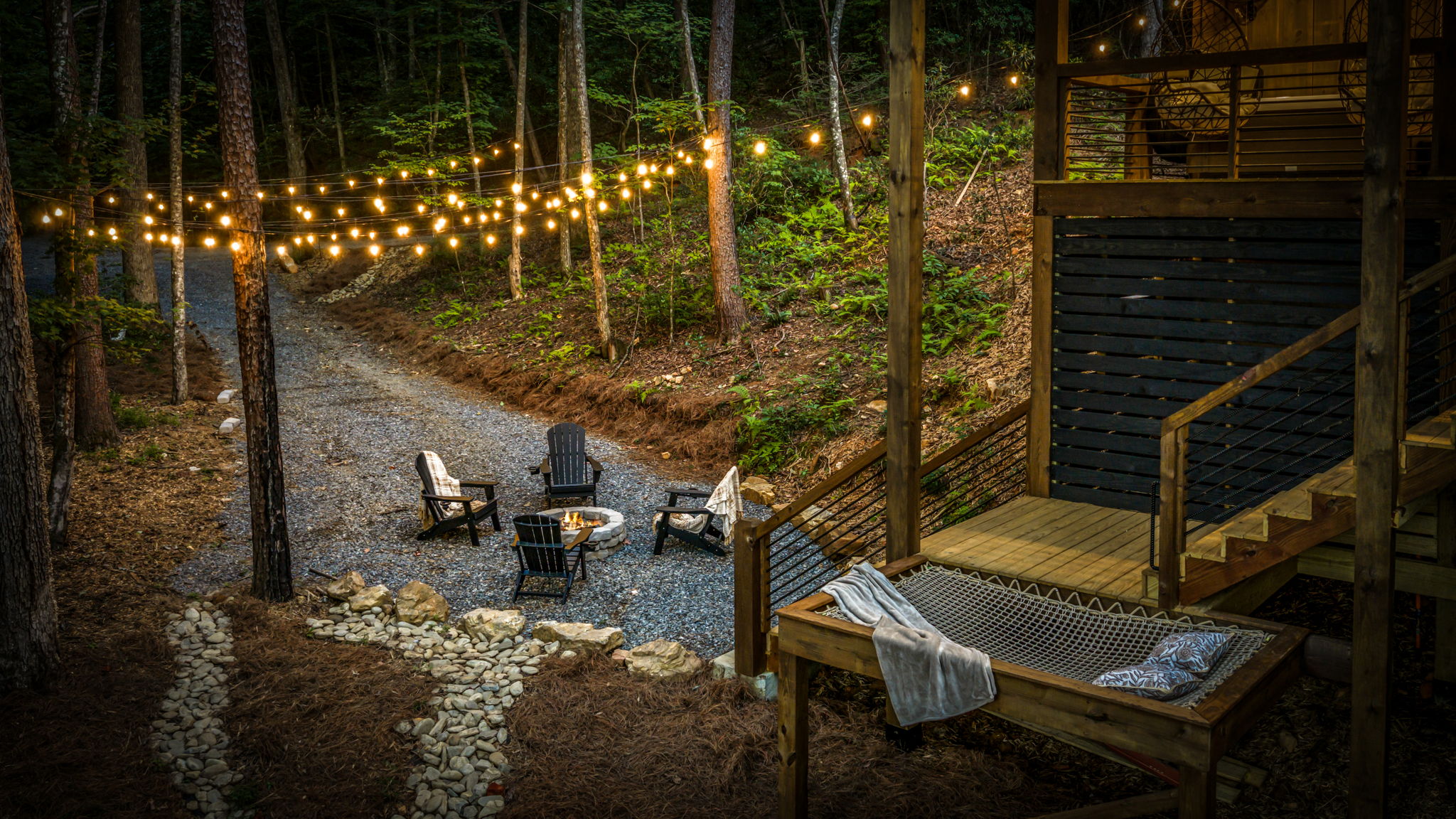 Fire pit and stargazing net