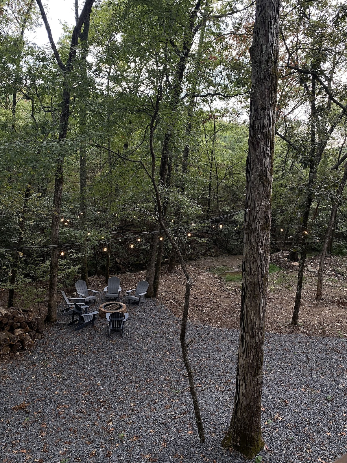 View of the outdoor, firepit area