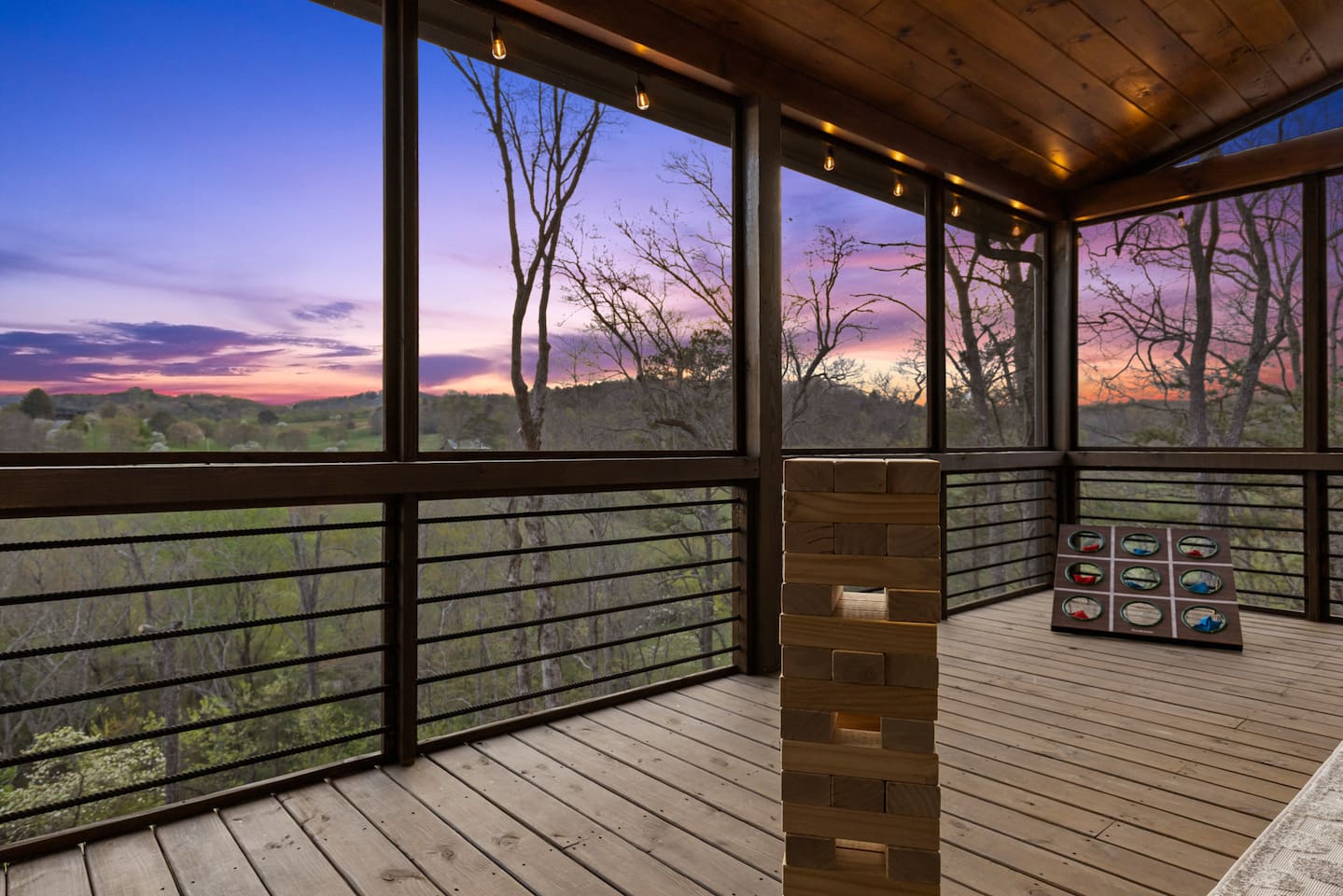 Giant Jenga, life-size Connect 4 (with ring toss / mini bball) and corn hole style tic-tac-toe make relaxing on this fully screened in deck fun for everyone!
