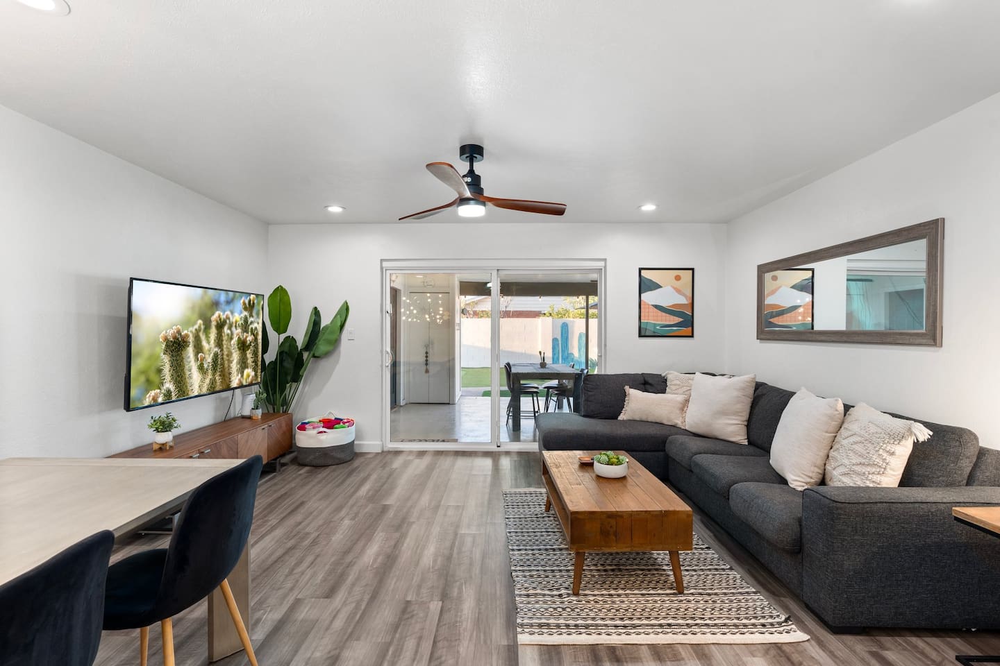 Kick back with your favorite shows on the large Smart TV, surrounded by tasteful décor and cozy seating — perfect for movie nights.

