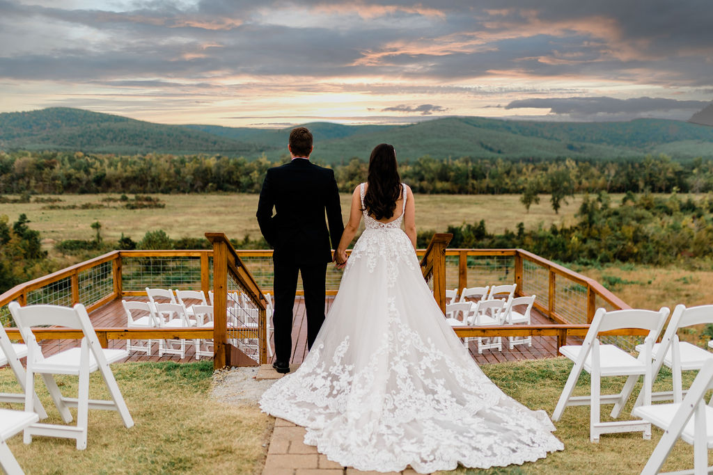 Private ceremony setting with scenic mountain and valley views.