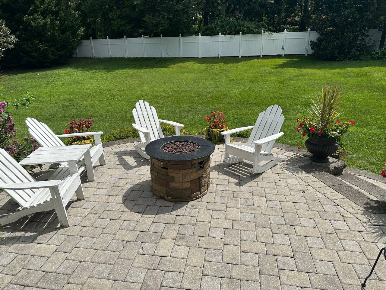 Propane Fire Pit on Back Patio.  Propane is provided