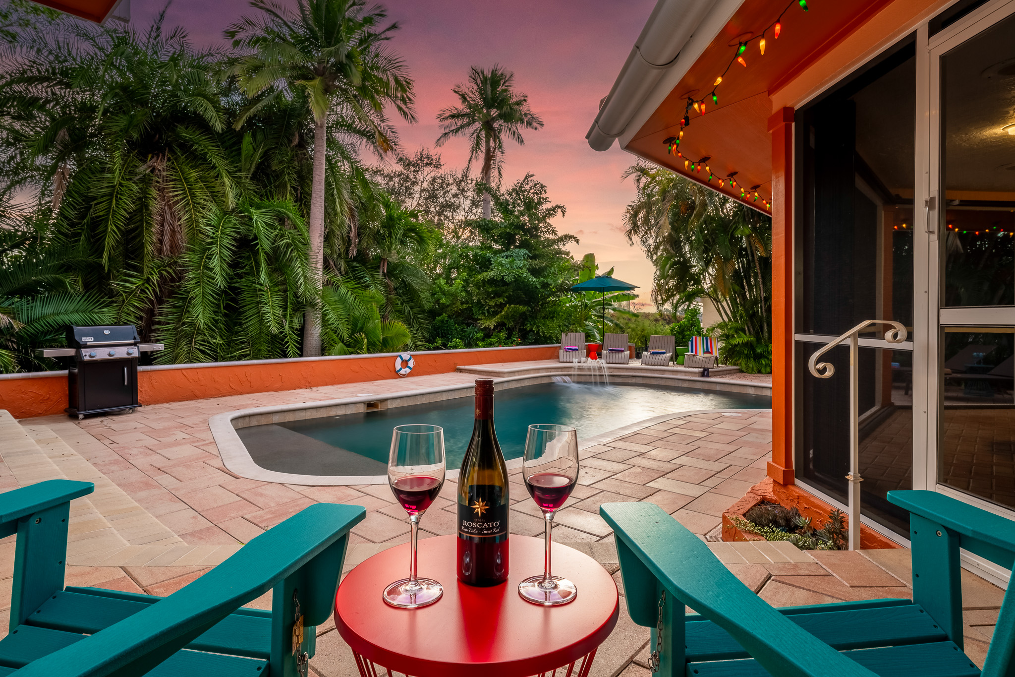 Watch the sunset by the pool, lounge in comfort, and enjoy a BBQ with family and friends — the perfect evening escape.