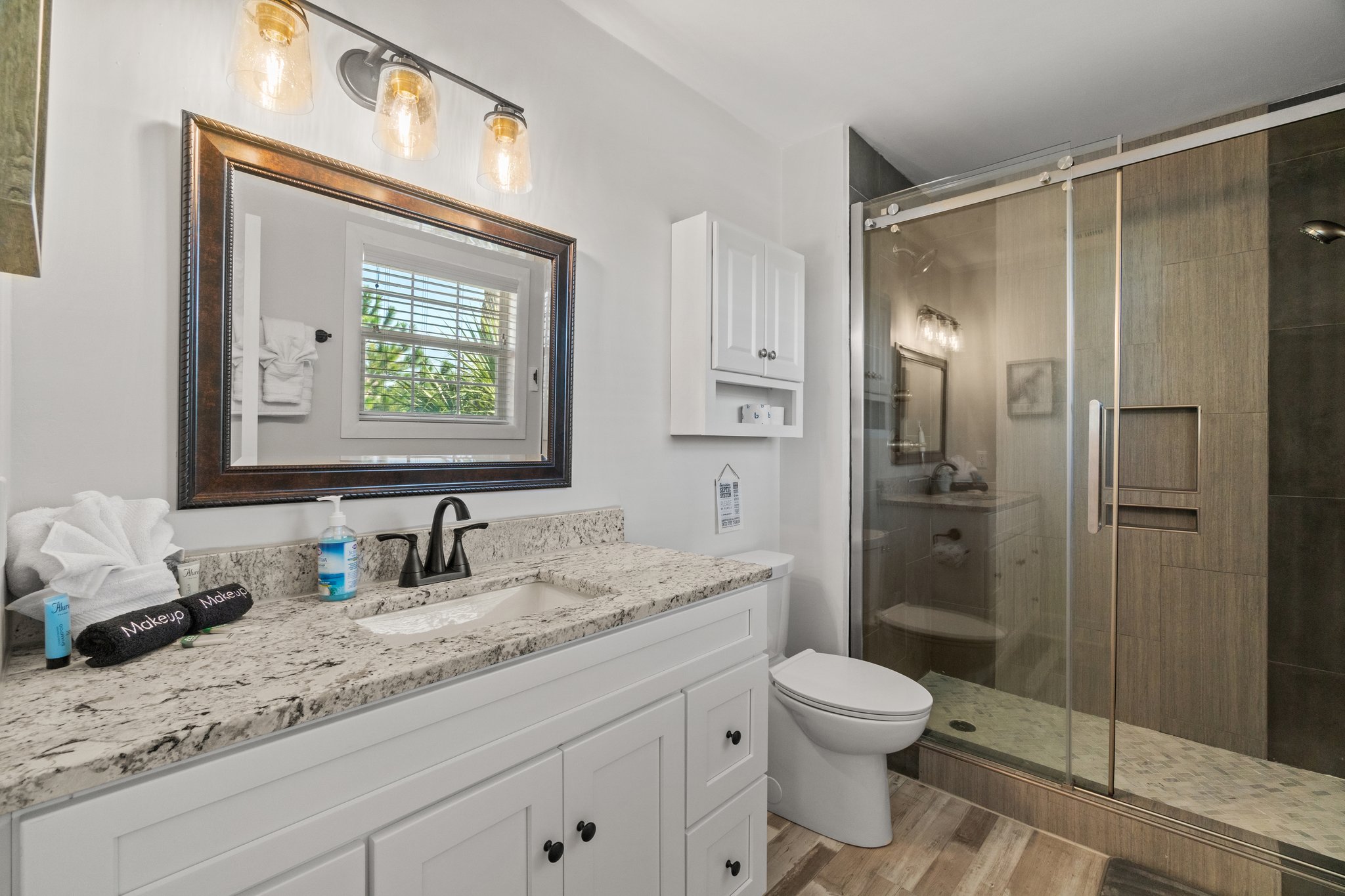 Let the warm water was away your worries and relax in the master bathroom walk-in shower.