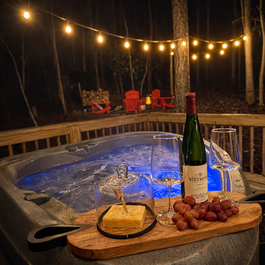 Hot tub bubbles. Wine in hand. Lights glowing overhead.
Nights like this just hit different at Chet’s Place.