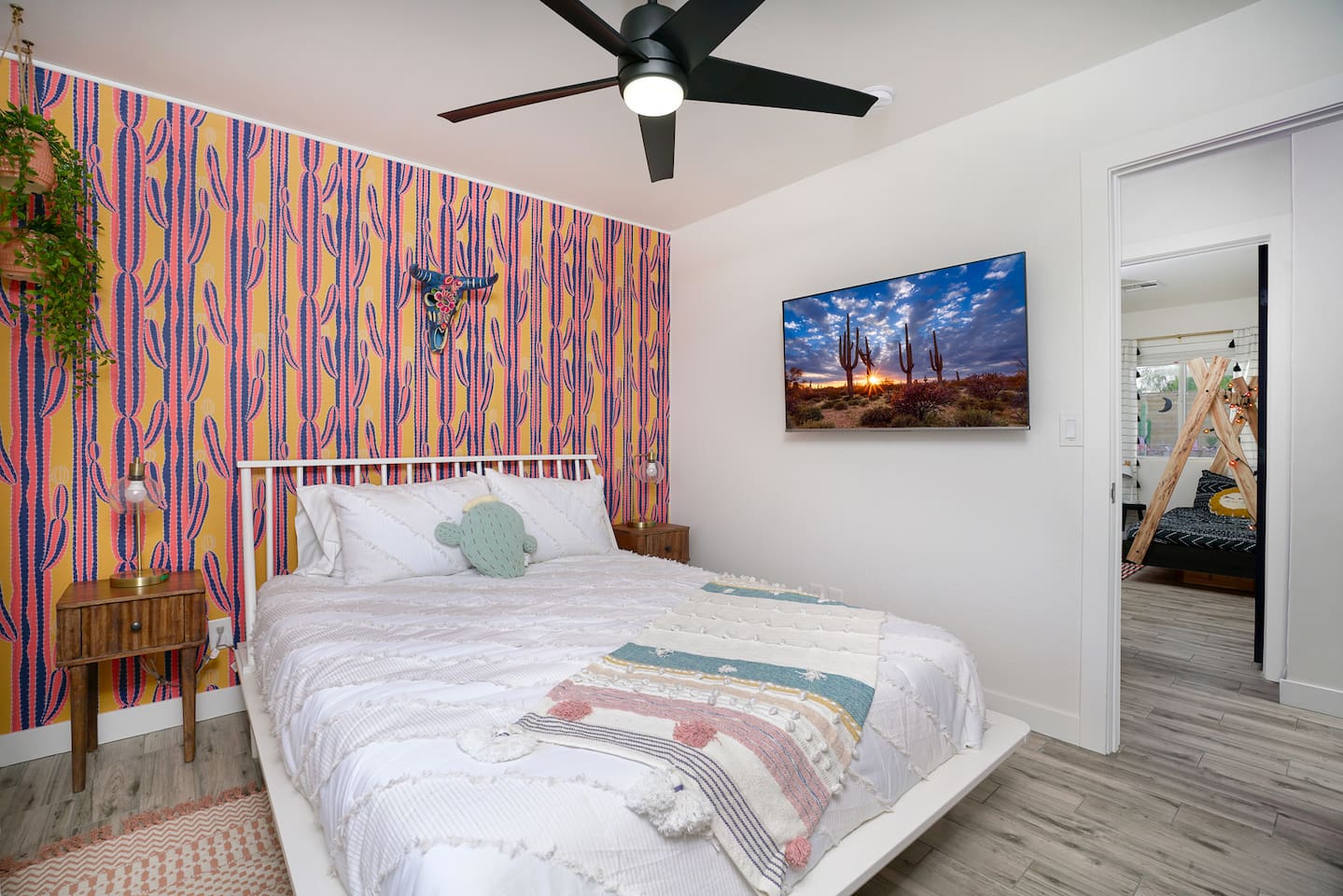 Beautiful SouthWest cactus inspired bedroom
