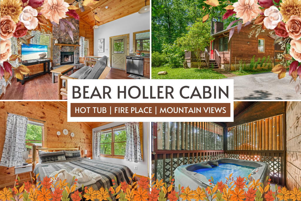Escape to Bear Holler, a romantic log cabin with all the cozy comforts—hot tub, fire pit, and forest serenity.
