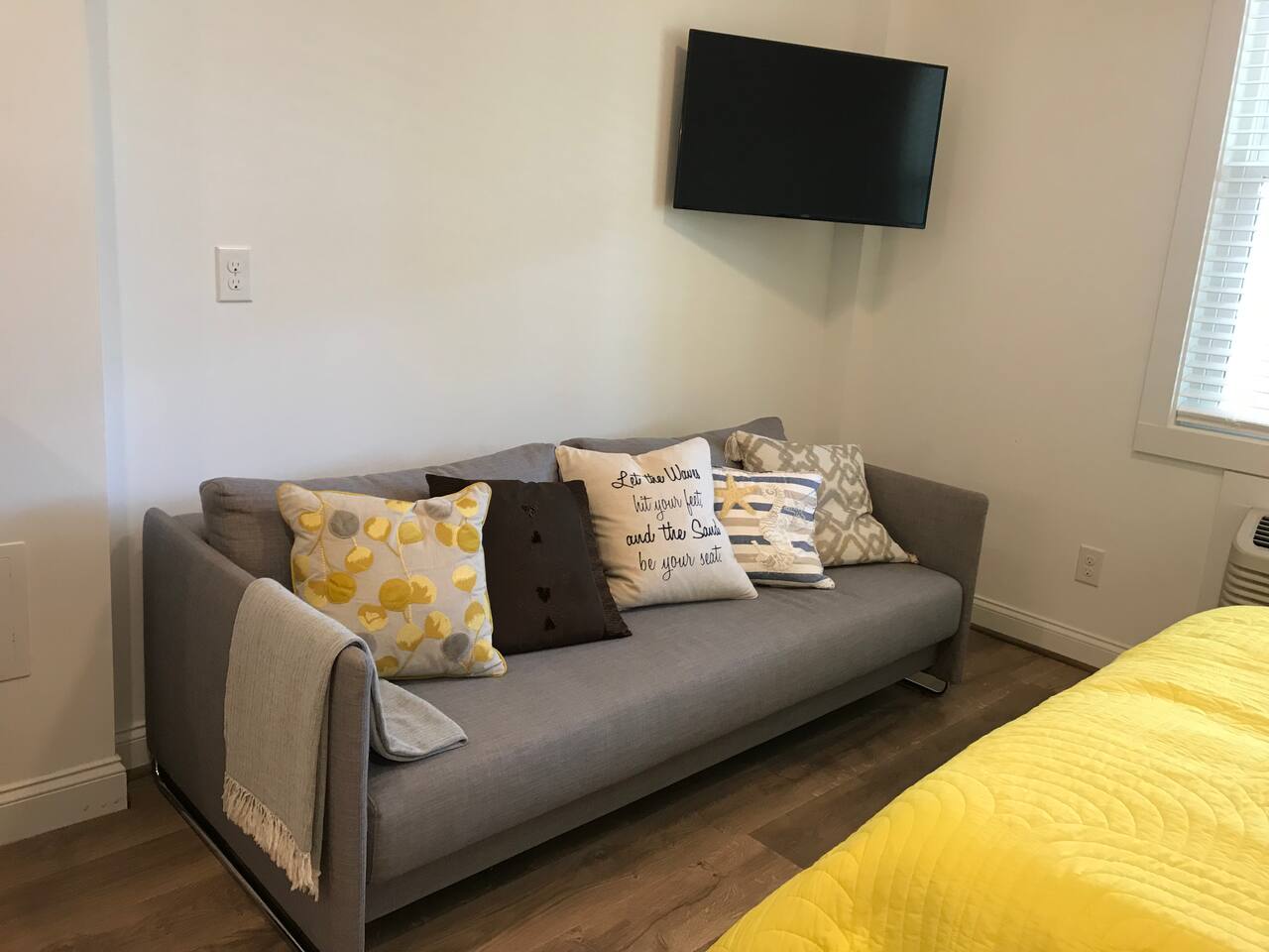 Sofa pulls out into a true full-size bed.  P.S. It's a little firm and best suited for children.