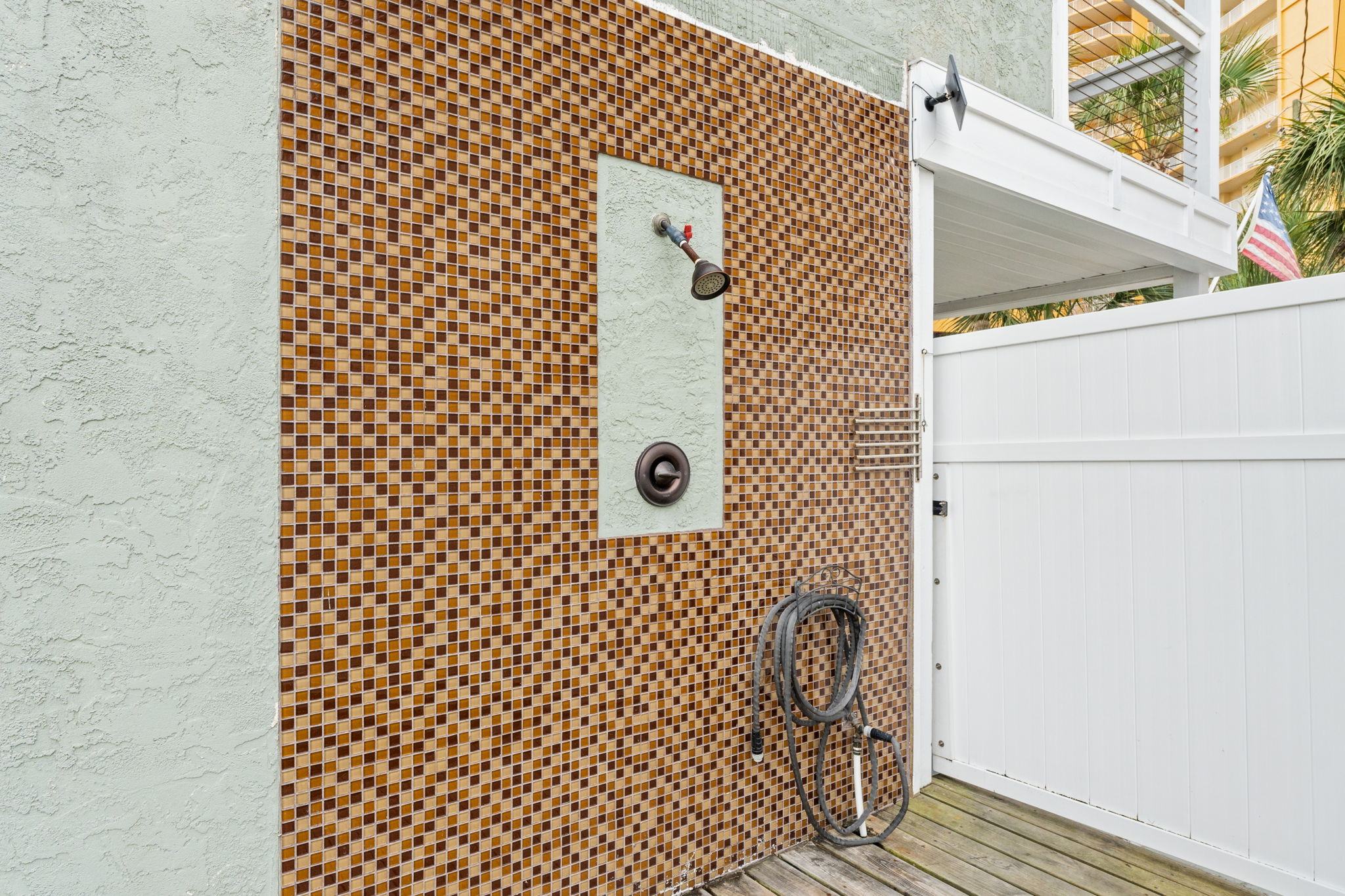 Outdoor hot cold shower