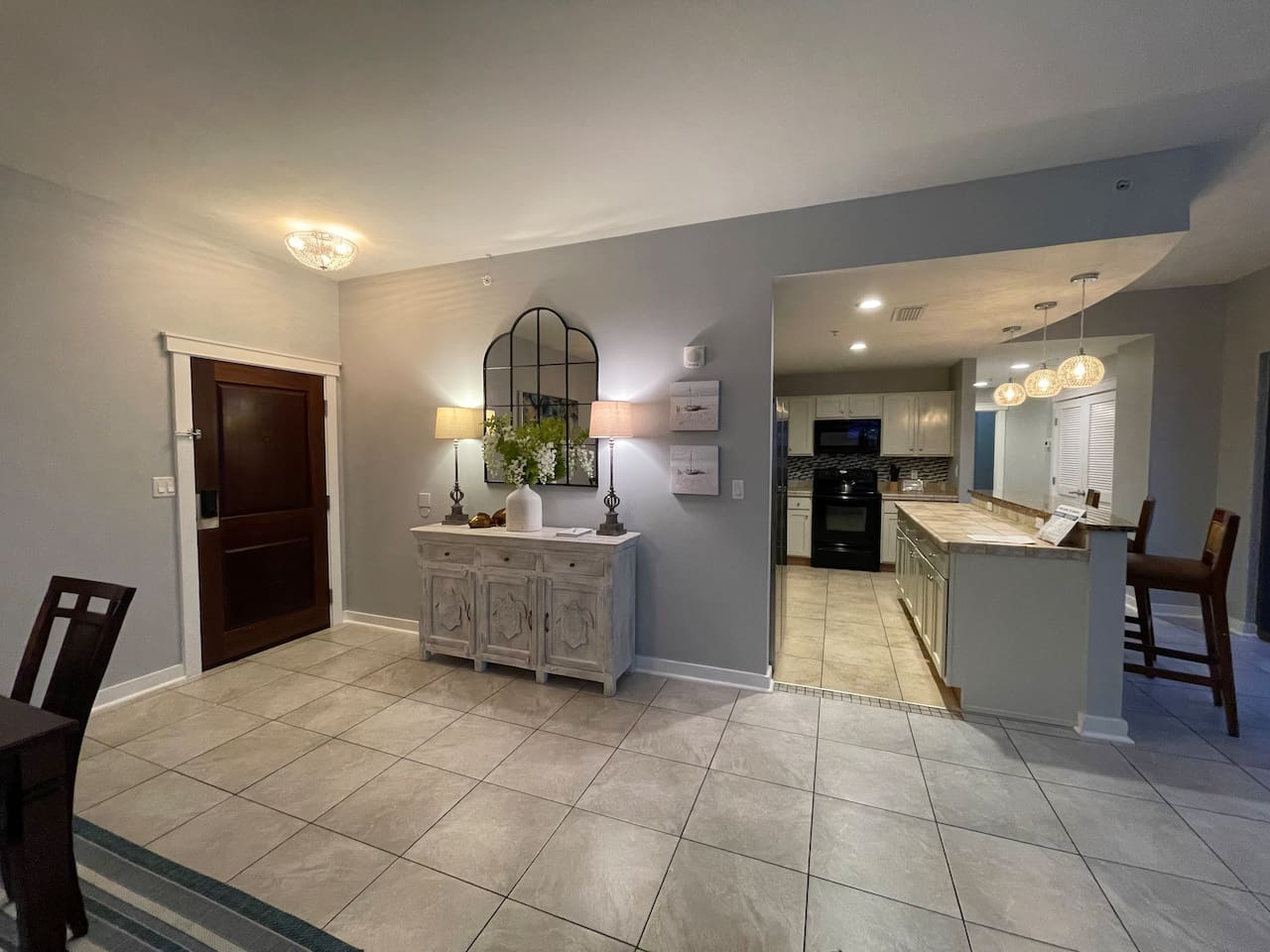 Foyer and kitchen