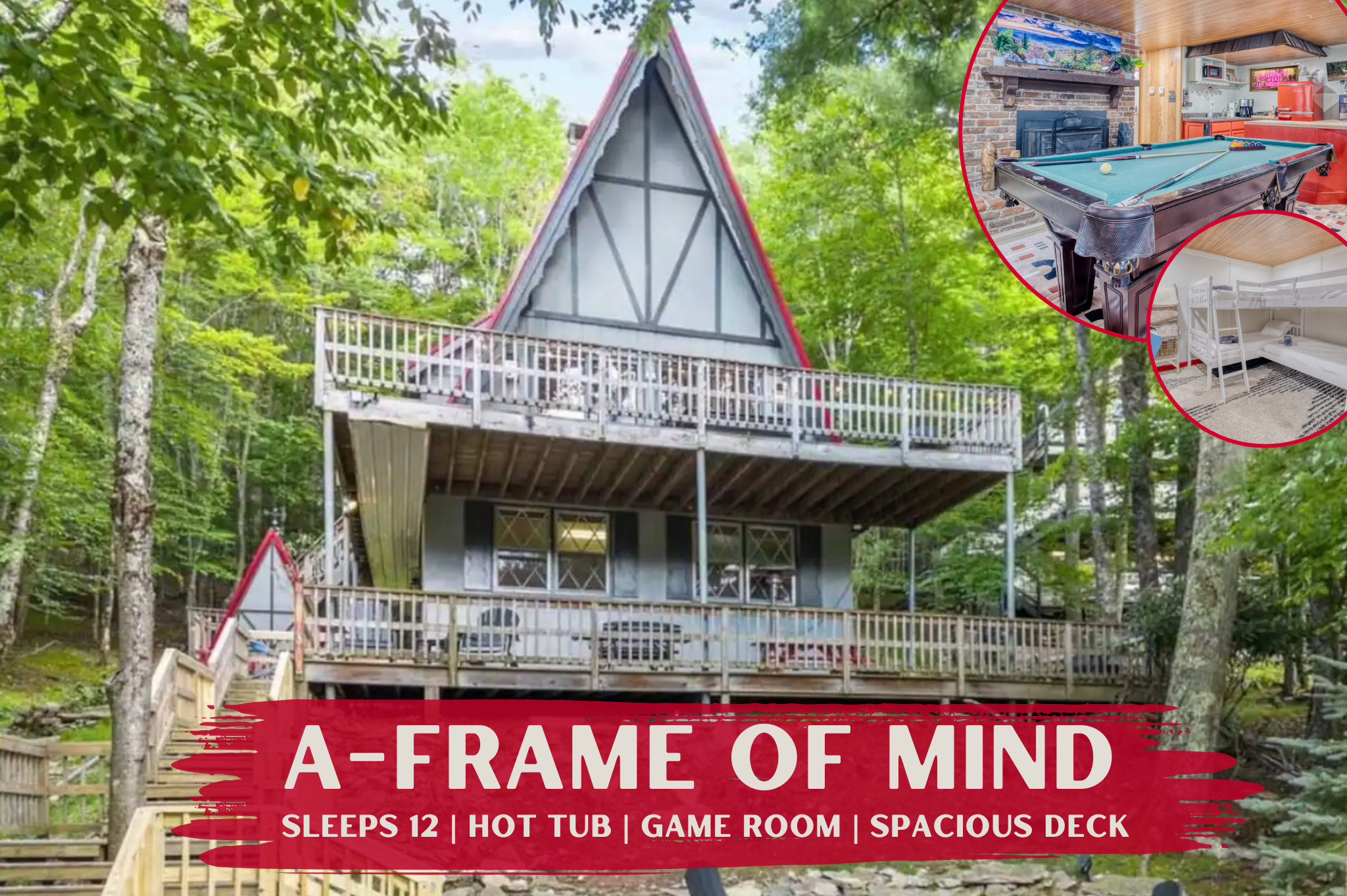 Step into 'A-Frame of Mind,' a spacious hideaway minutes from Beech Mountain Resort. This charming cabin features a brand new hot tub, fun-filled game room, and sleeps 12. 
