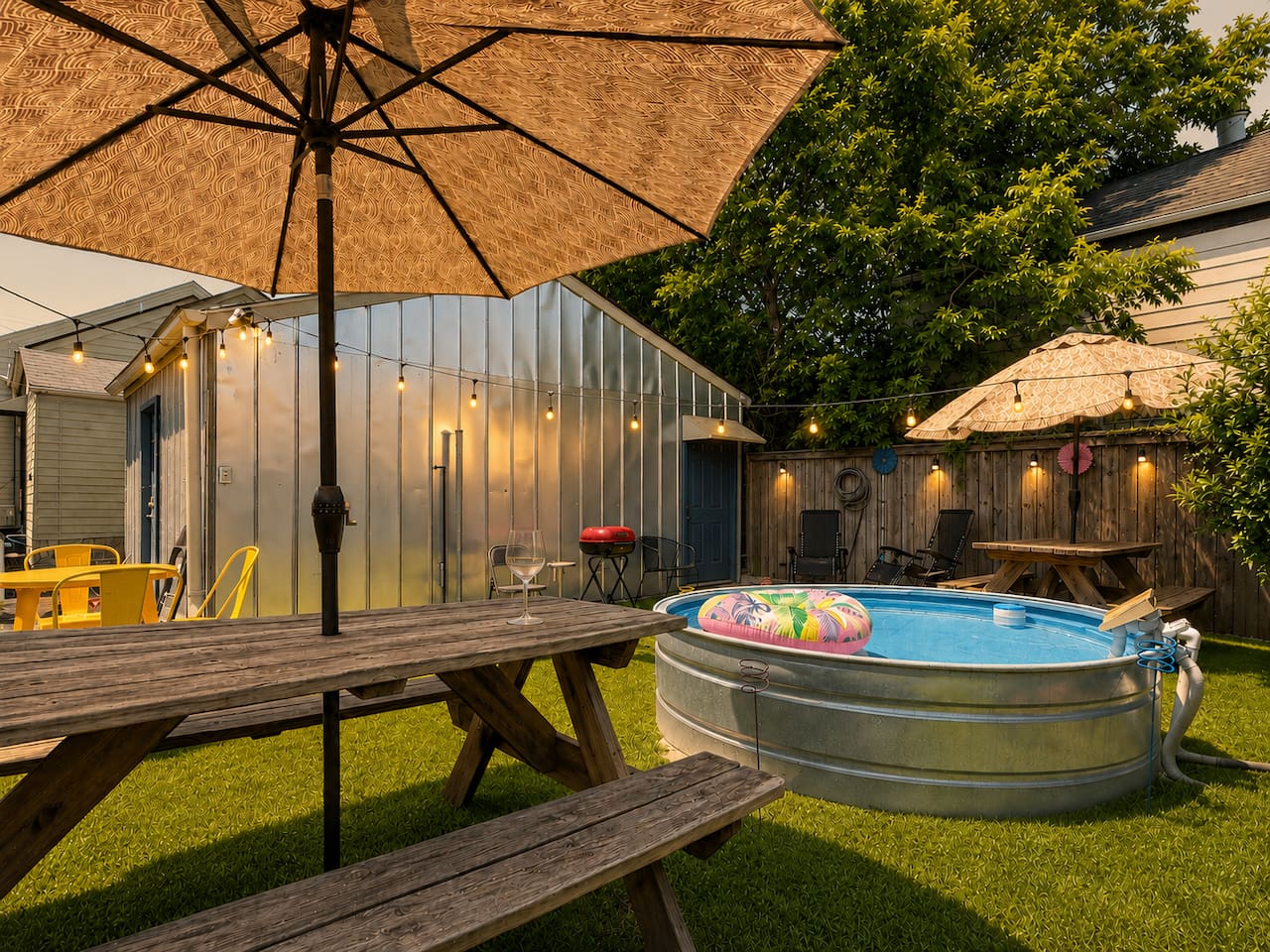New cowboy pool, BBQ grill & a sprawling fenced backyard oasis — your retreat from the ruckus. Escape, recharge, and fire up the grill. Shared with the other half of the duplex.