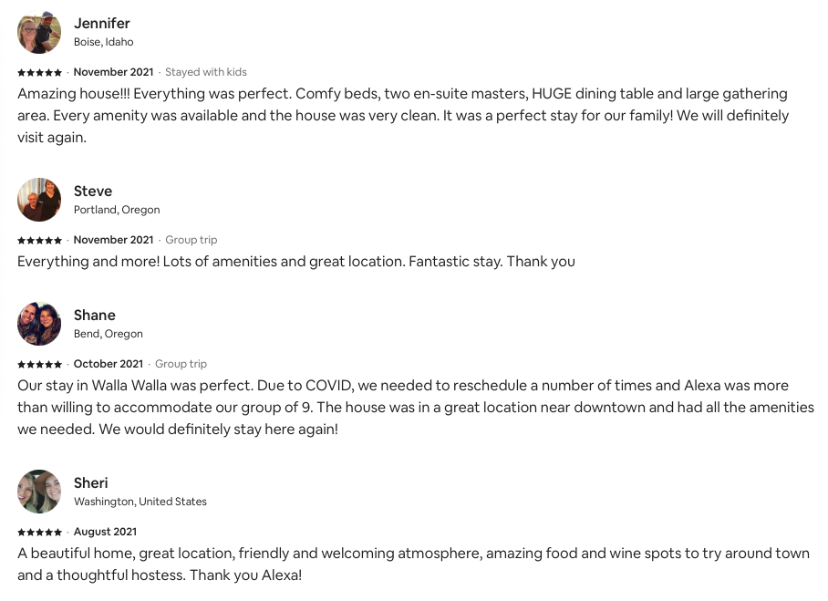 Historic guest reviews. 