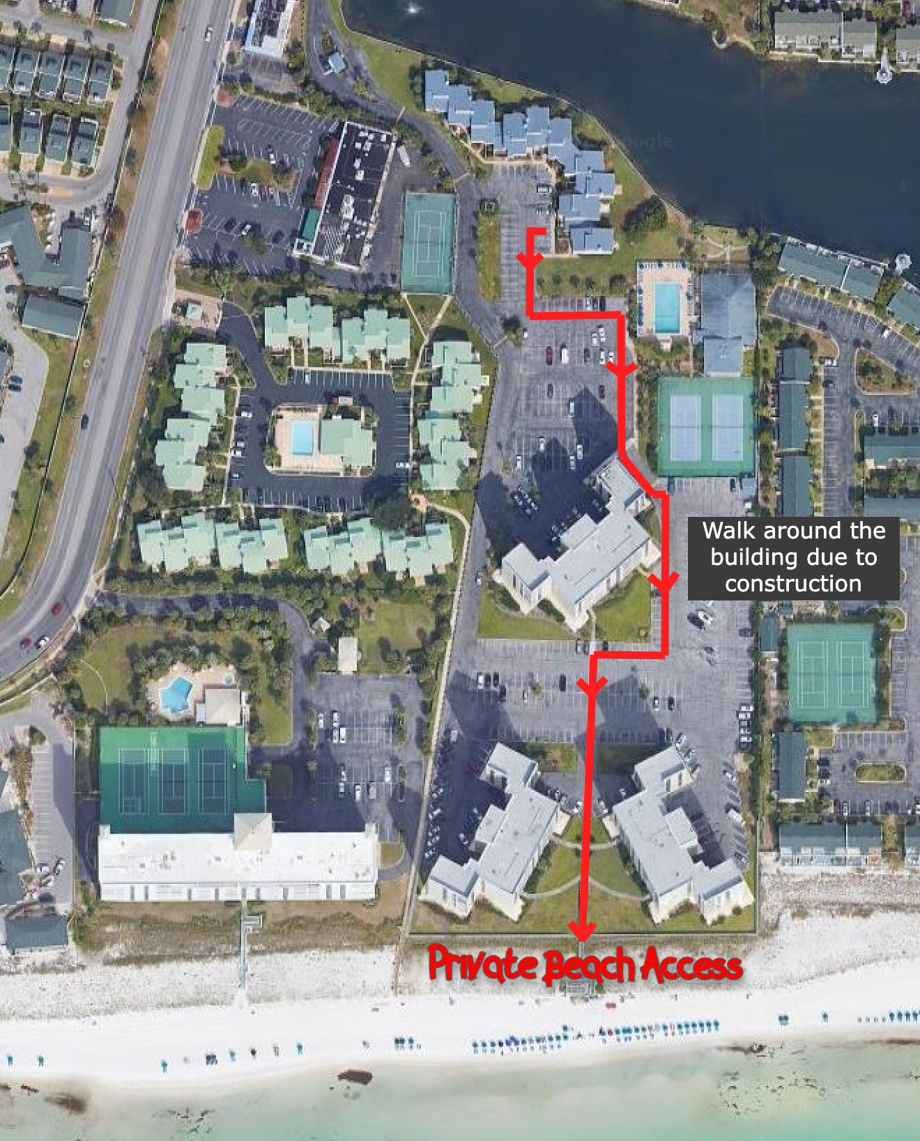 Only a short 4 minute walk to the Private Beach