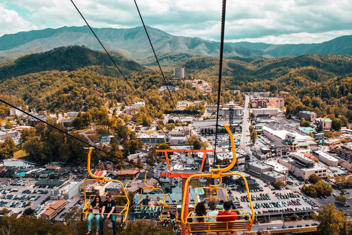 The Ski lifts in Gatlinburg.