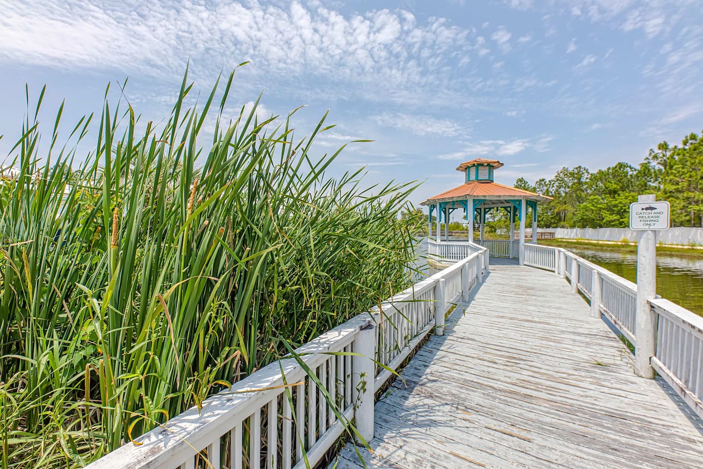 Scenic Dock: Relax by the tranquil waters, surrounded by lush greenery and charming gazebo views!