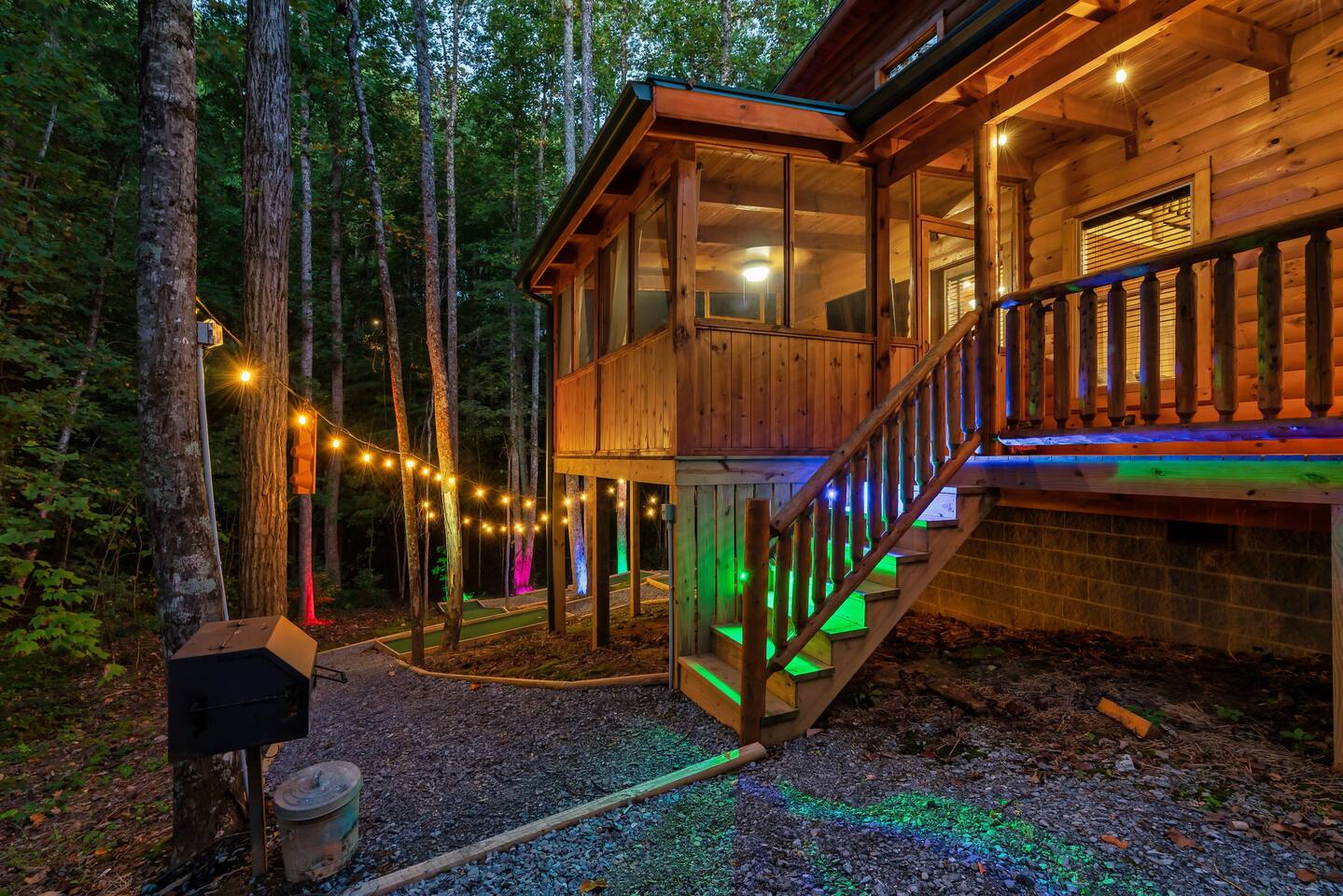 Side porch leading to backyard and to the park style grill.