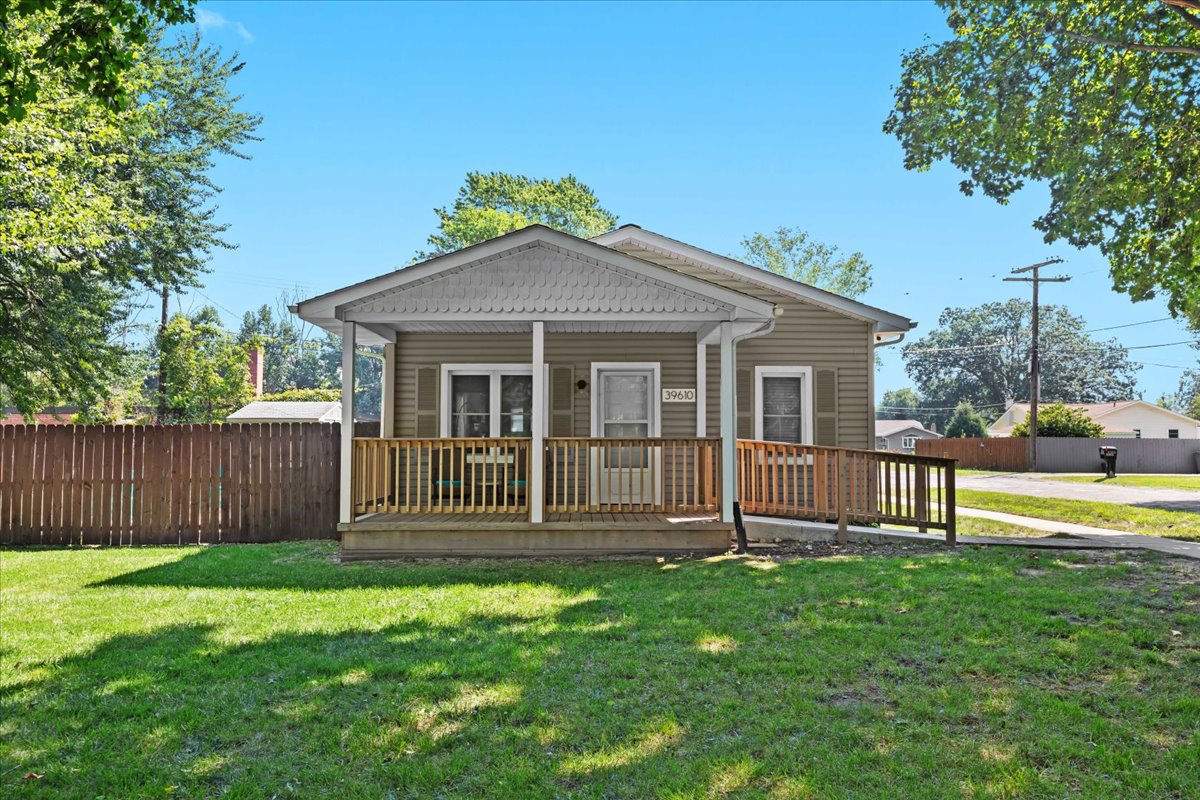 Private fenced backyard with spacious patio
