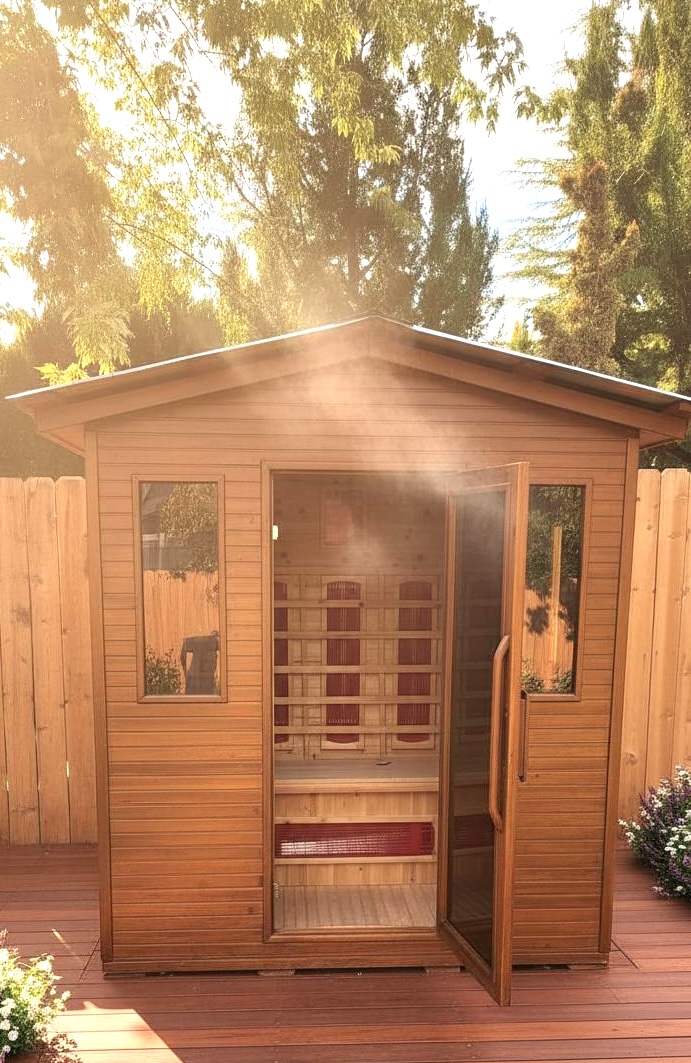 {Sauna} Two-person infrared sauna — your private wellness moment.