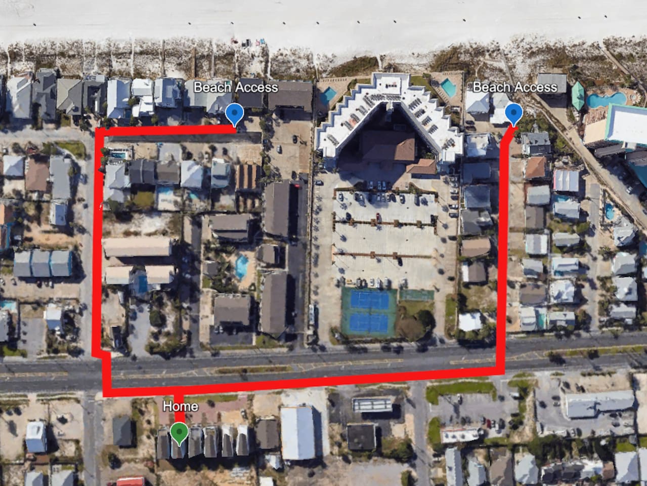 Beach access indicator from the property