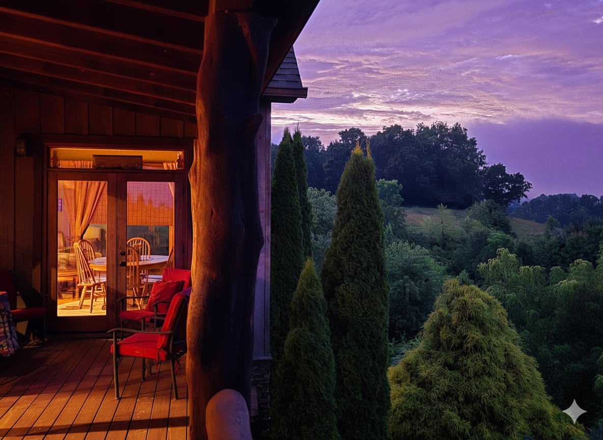Porch Oasis: Enjoy sunset views and vibrant nature from this inviting outdoor retreat!