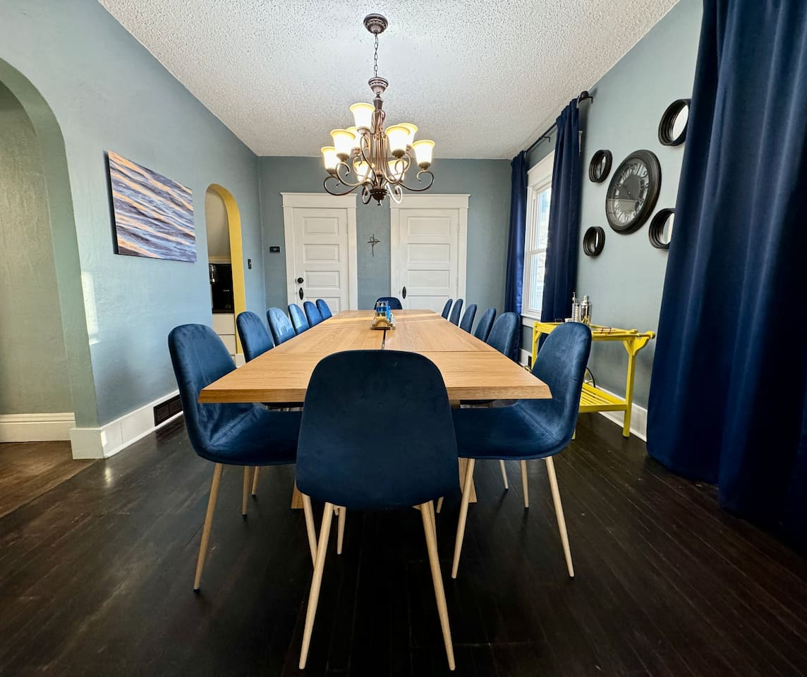 The dining room offers an oversized table with seating for 14 that allows your whole group to dine together.
