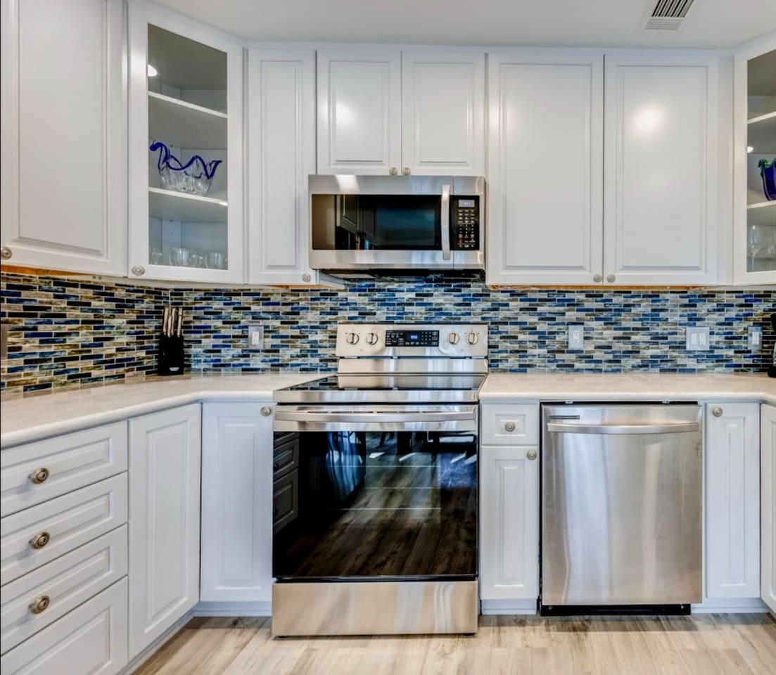 Kitchen with stainless steel appliances