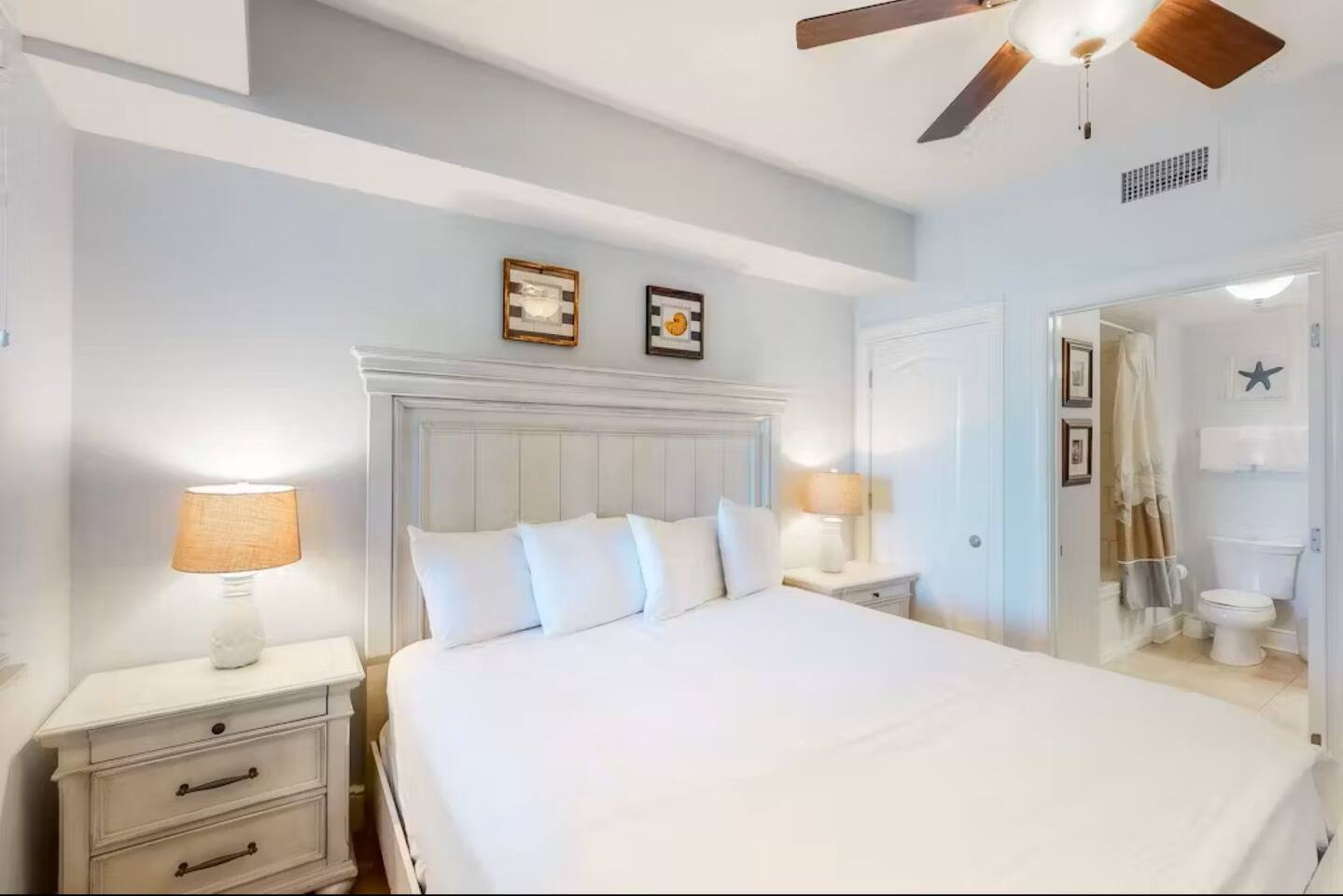 A bright, comfortable retreat with private bath access.